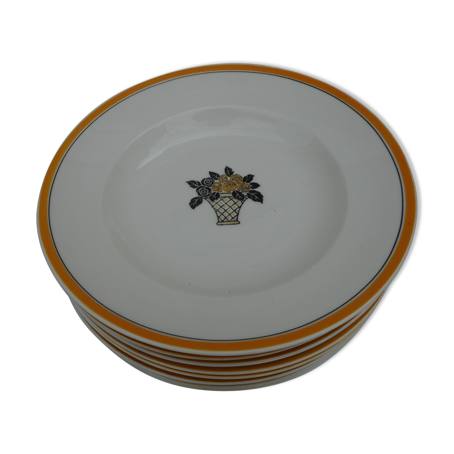 Six porcelain hollow plates