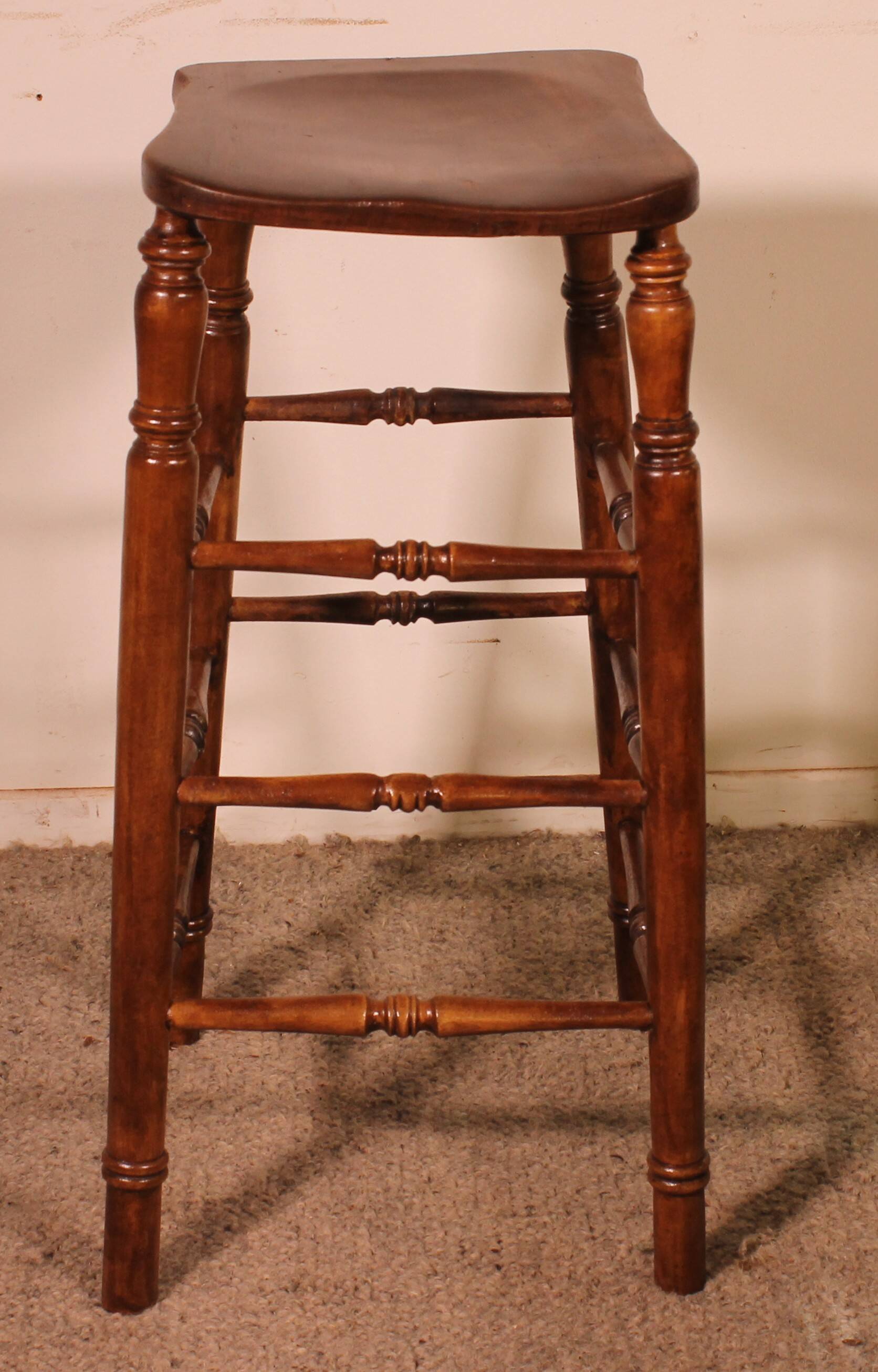 19th-century elm bar stool