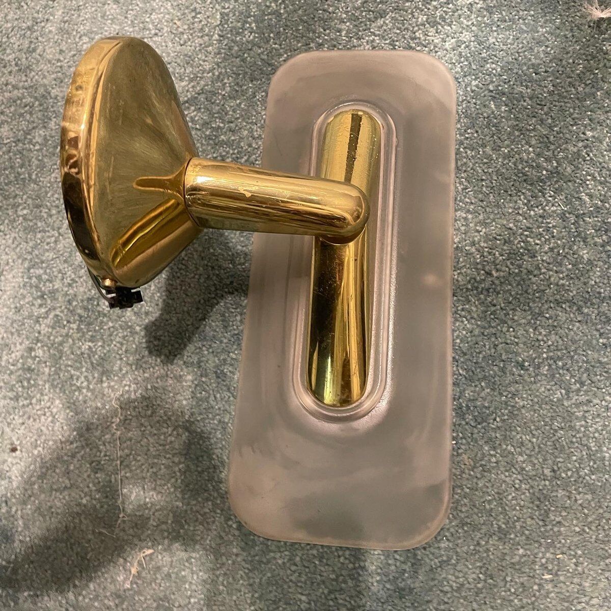 Brass Satinated Glass Sconces, 1980s, Set of 2