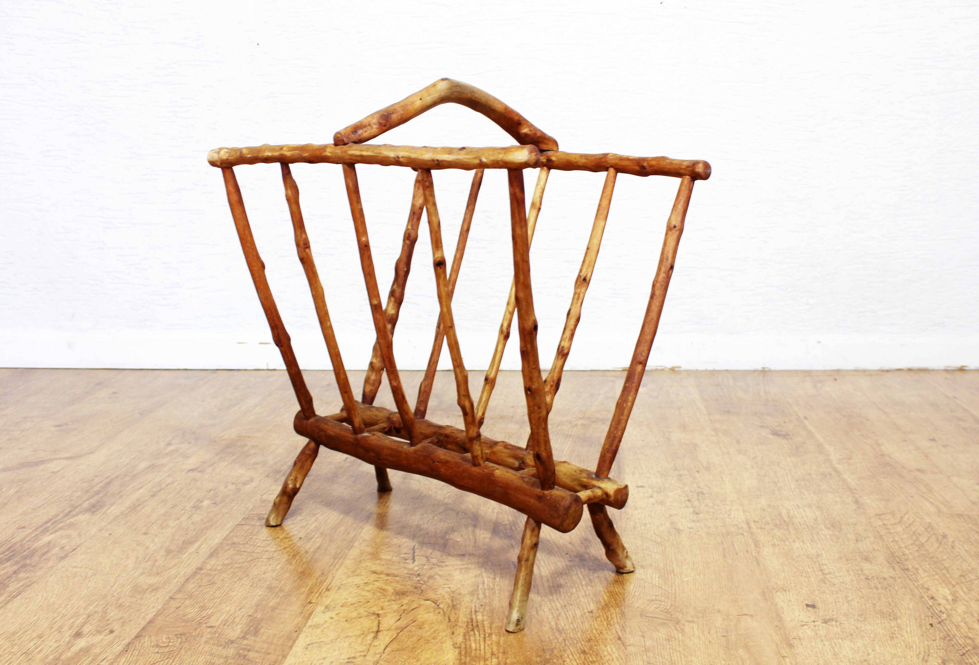 Brutalist wooden magazine rack 1950