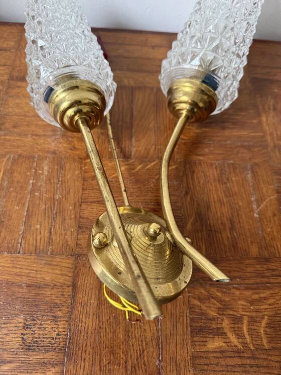 1960s Tulip wall sconce in brass and glass
