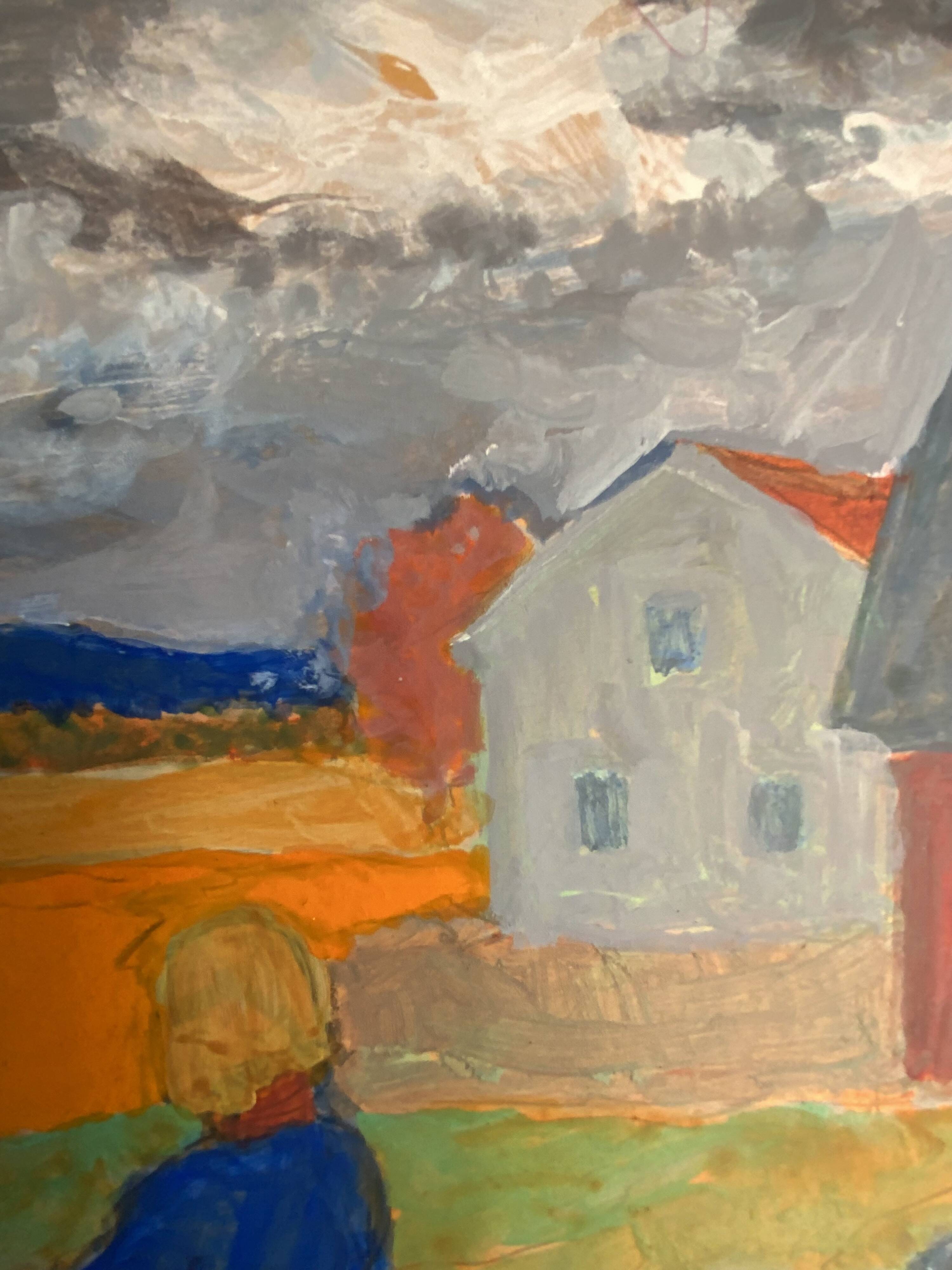 Vintage Oil Painting Harvesting Landscape  by Svan Grandin (1906- 1982)