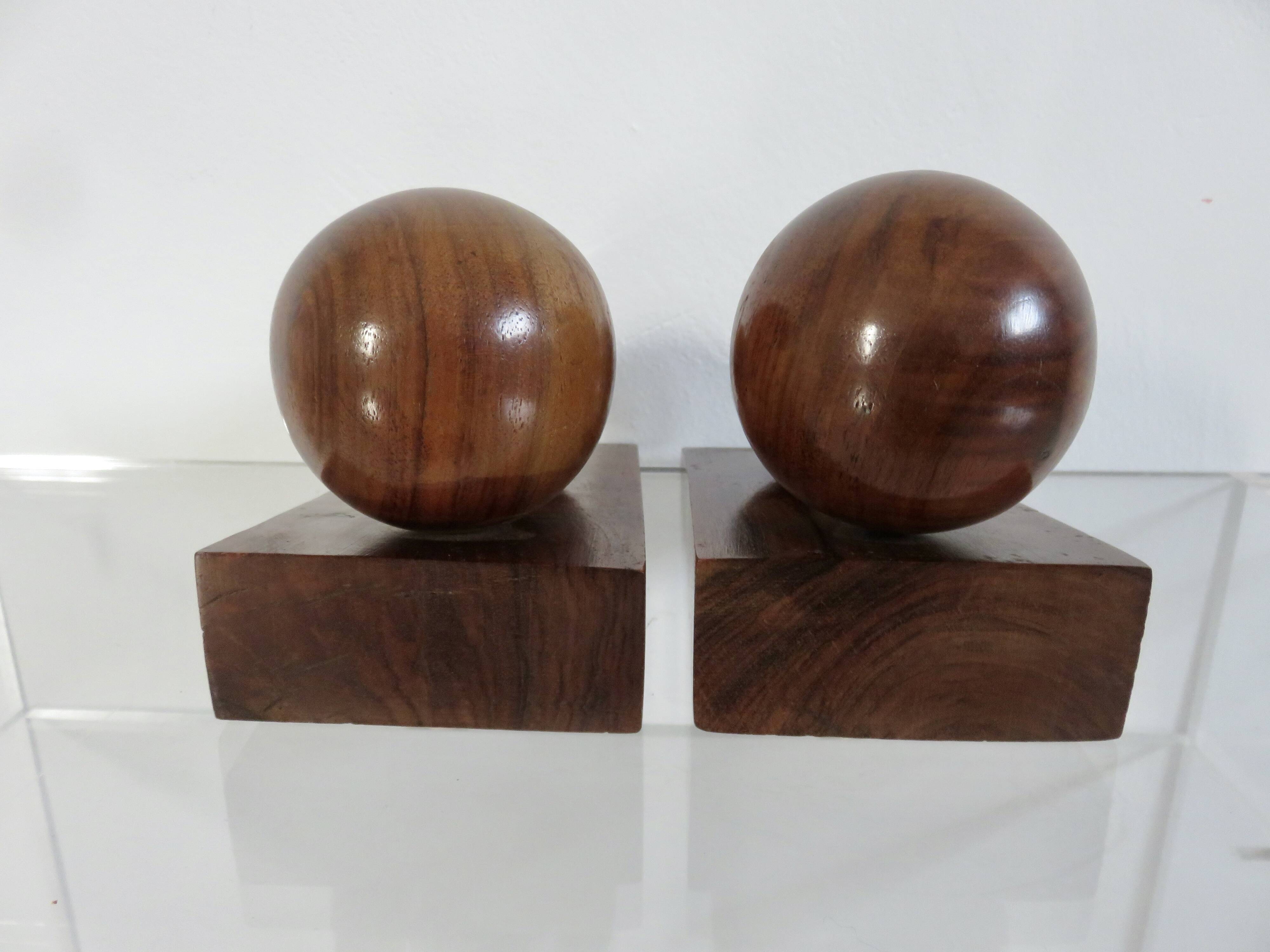 Pair of art deco walnut bookends, 1930s-40s