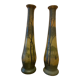 Pair of frosted glass vases, lake scene