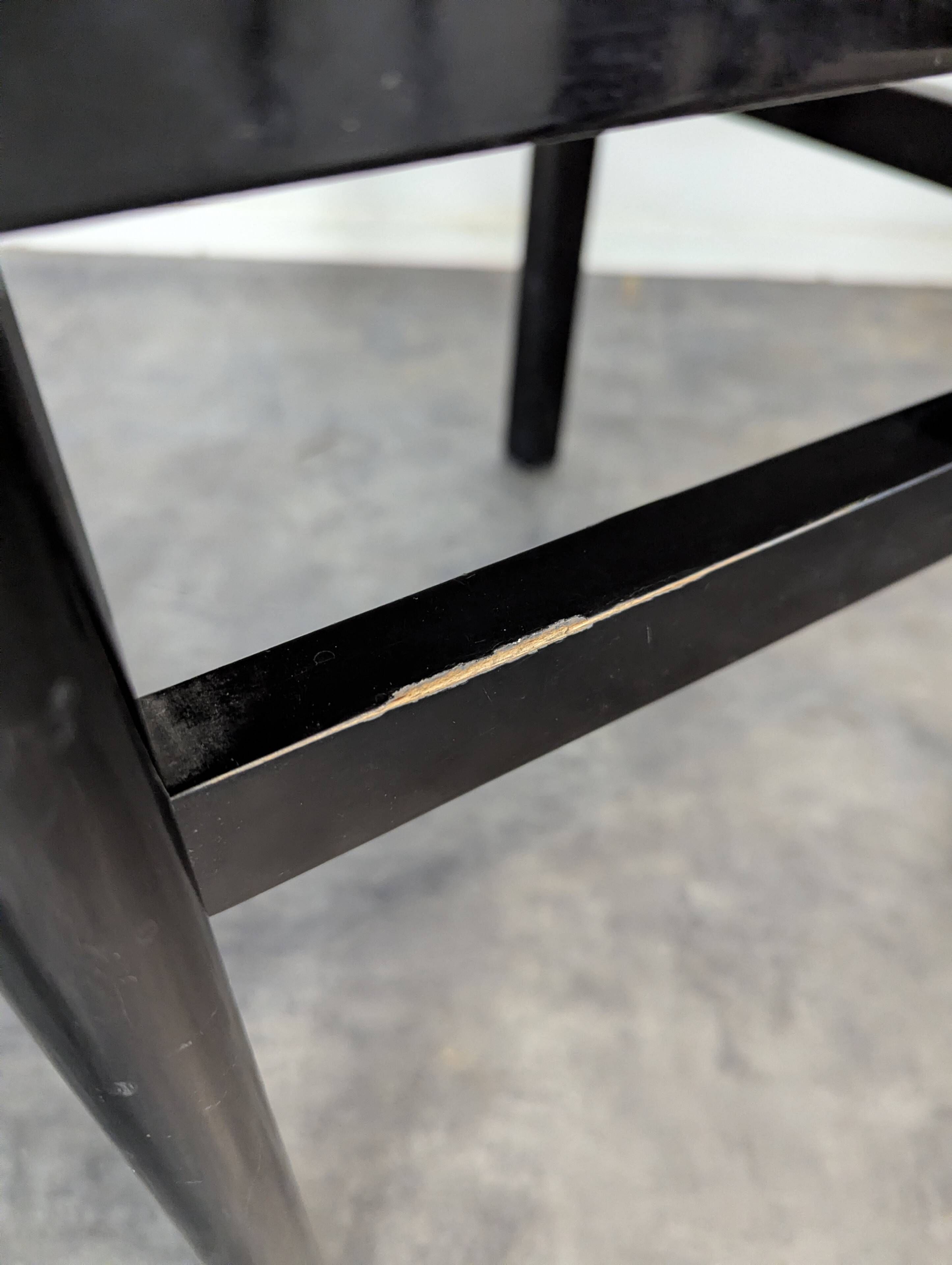 Set of 6 black lacquered Japonese-style chairs.