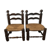 Paire de chaises basses art populaire