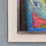 Mid-Century Modern Swedish "Fish & Fruit" Vintage Still Life Oil Painting, Framed