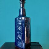 Tall blue enamelled stoneware lamp, signed "Désirée". Danemak 1965