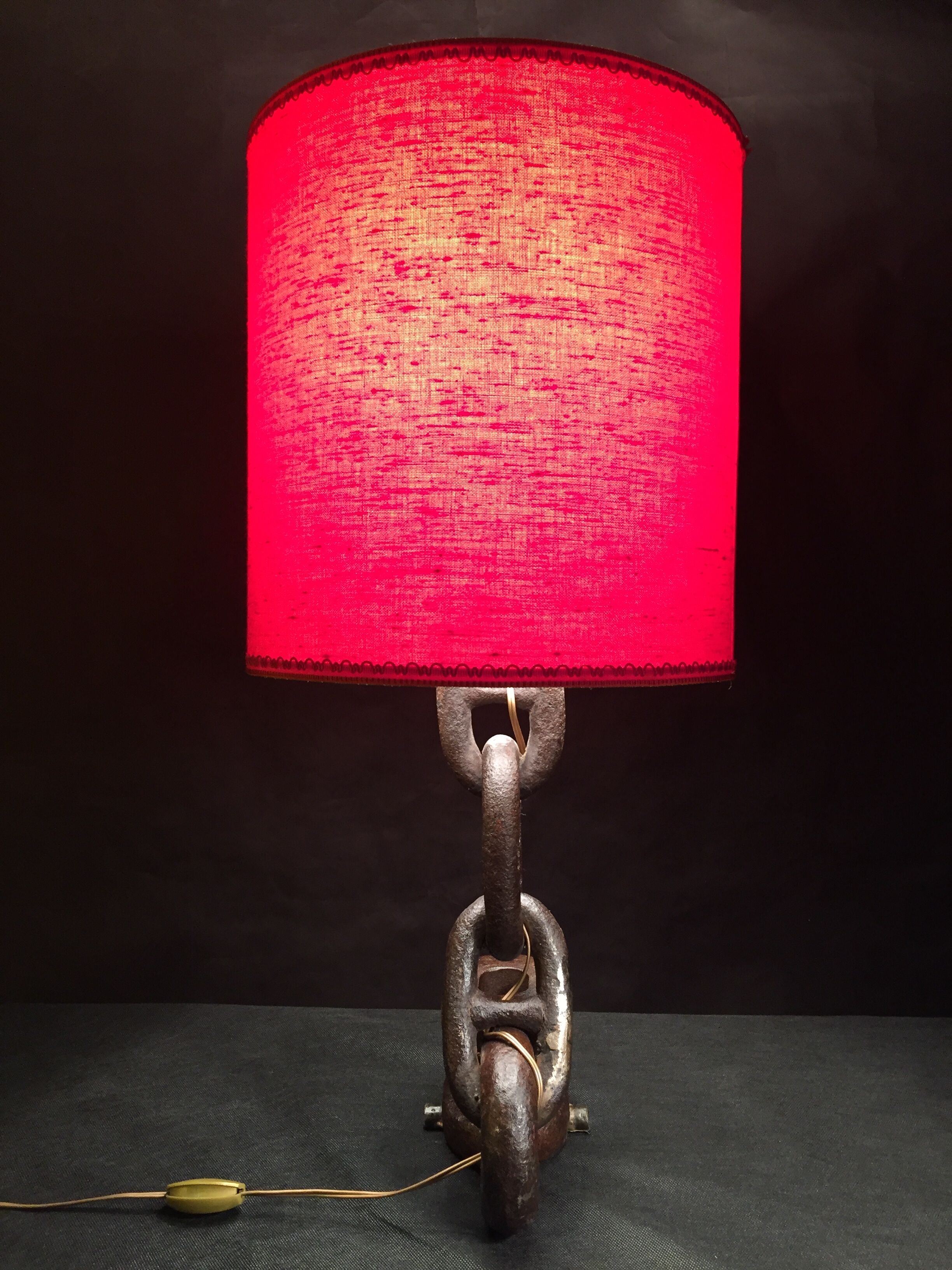 Vintage 1960s navy liner chain lamp red light