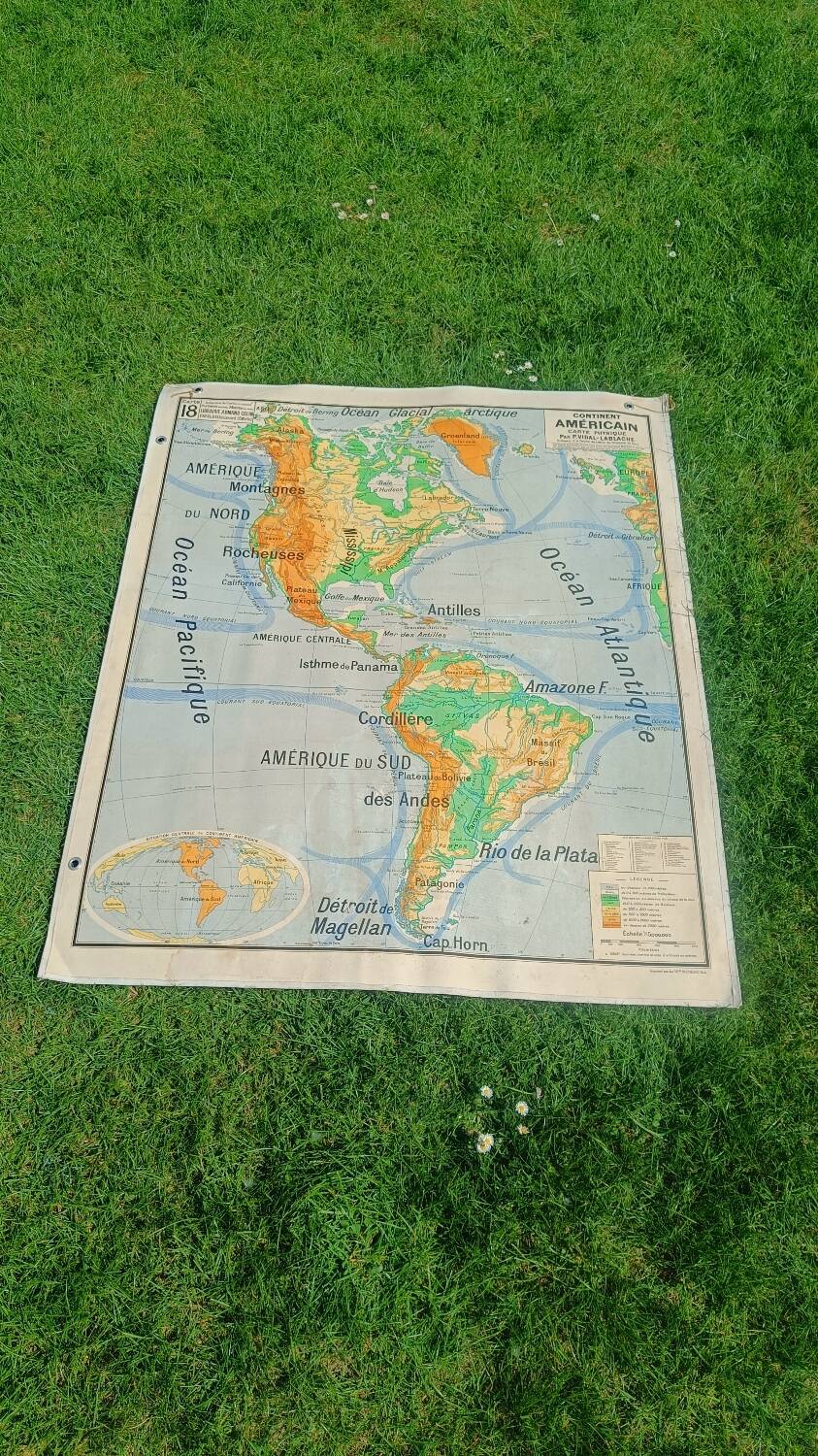 Map of the American continent Vidal-Lablache (1950s)