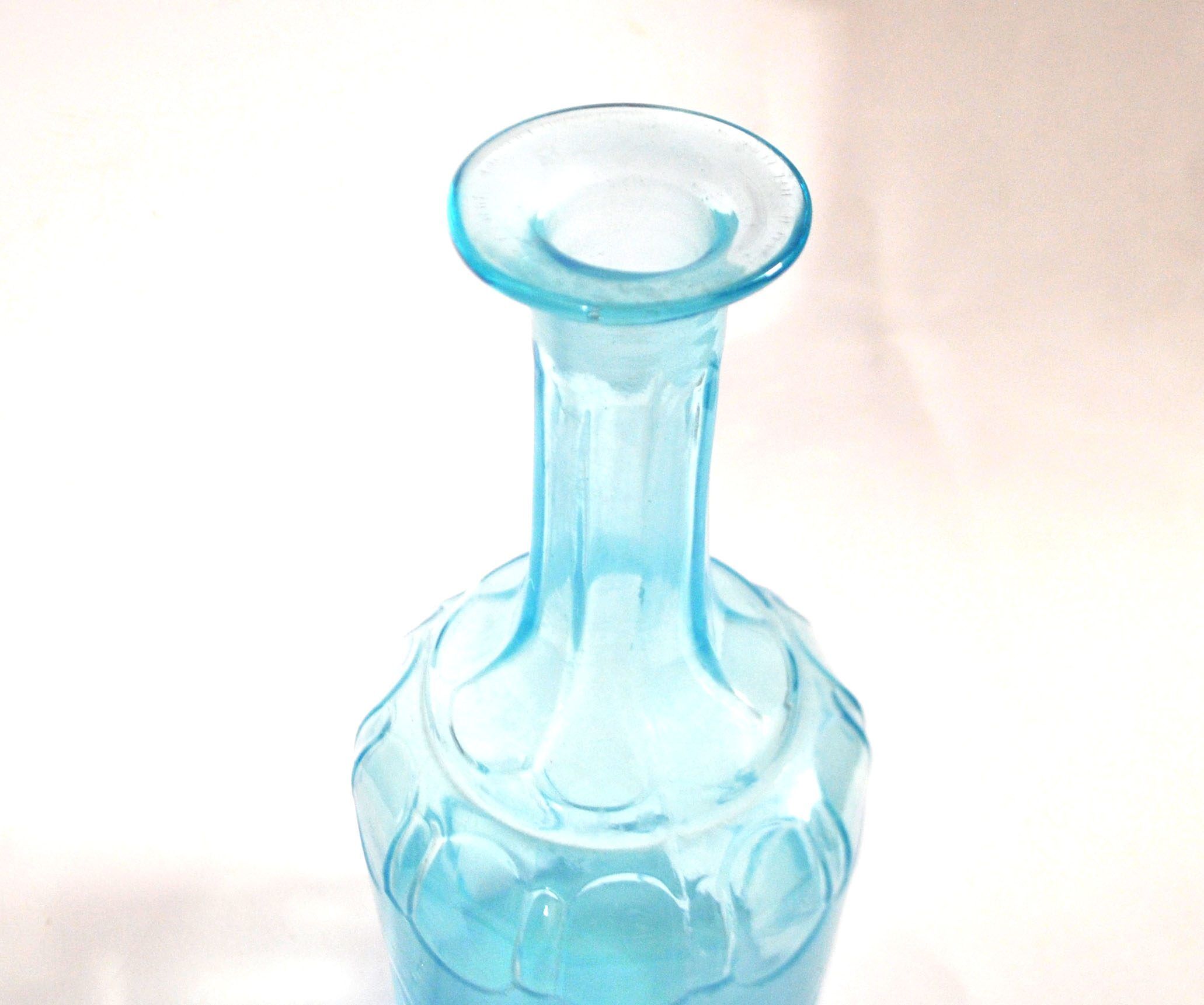 Vintage glass carafe in light blue blown glass 22cm