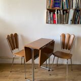 Formica folding table and two petal chairs from the 70s