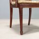 Antique beech armchair stained walnut and fabric, Italy, 19th century