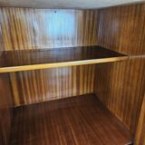 Art Decò Sideboard in Mahogany and Maple with Black Glass and Brass Finishi