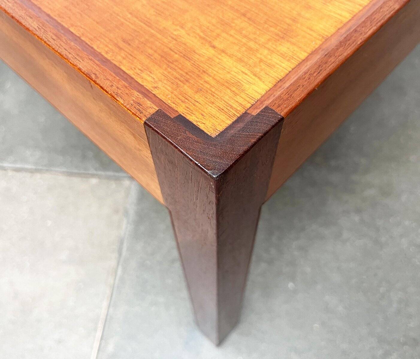 Mid-century teak and walnut side table, 1960s.