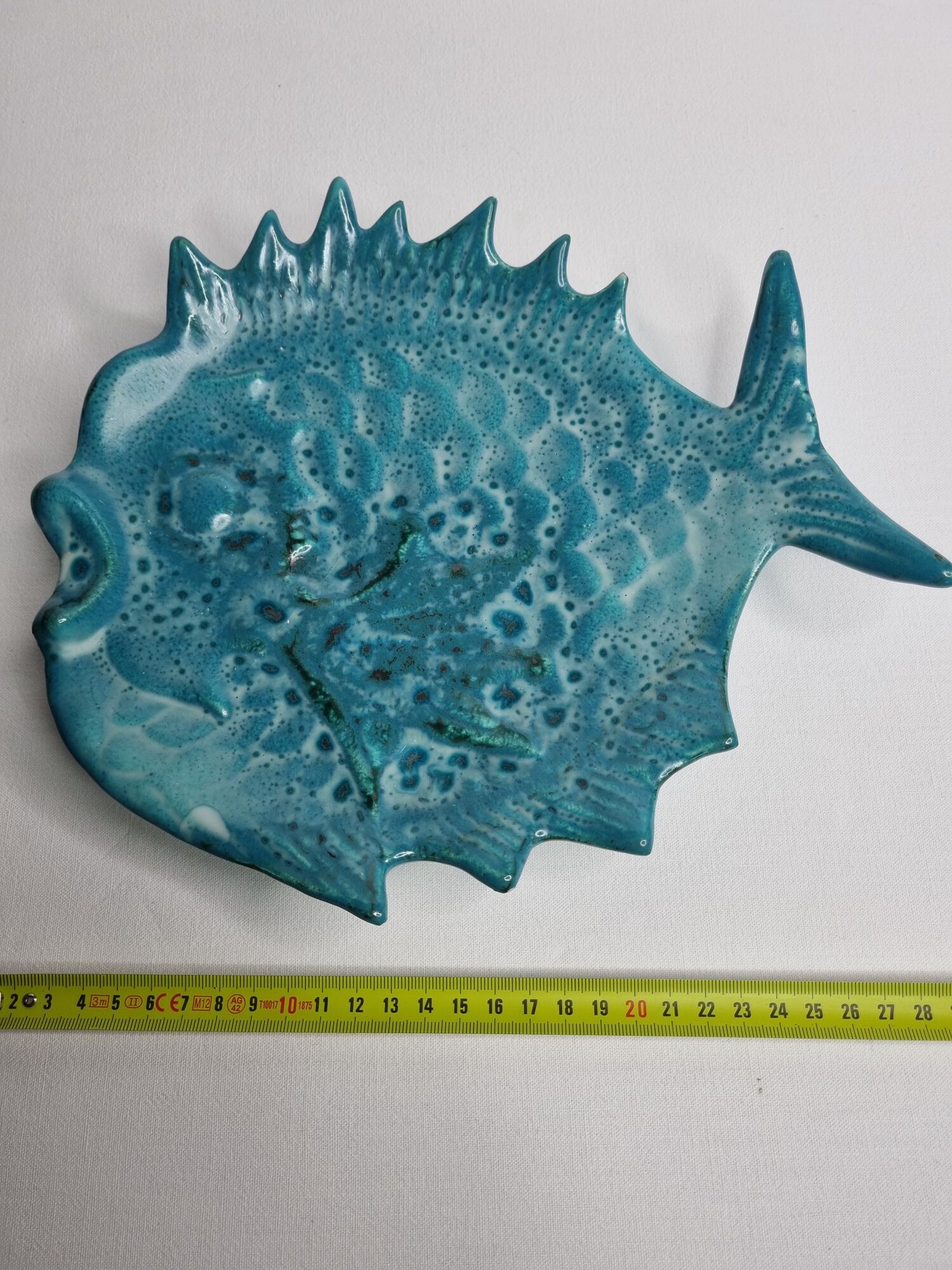 Cup, empty pocket "fat lava" in the form of cerulean blue fish, 28 cm