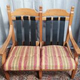 Vintage oak 2 seater bench and footrest