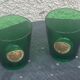 Set of 2 whisky glasses, aperitif, dubonnet, green glass, gold medalist in front, collector