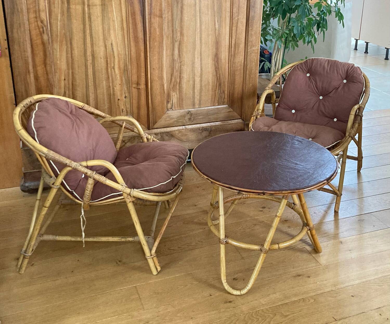 Mid-20th century rattan lounge for garden, terrace, veranda, etc.