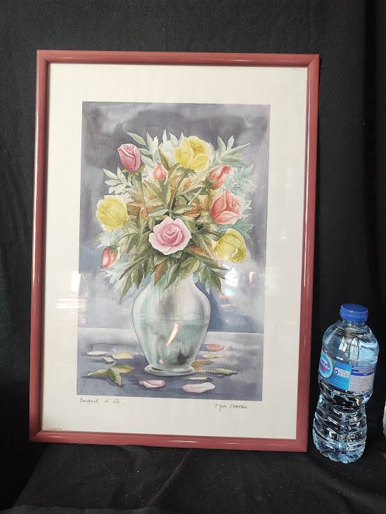 Summer bouquet / 53x38 cm Jean Yves Chavais / framed / under glass