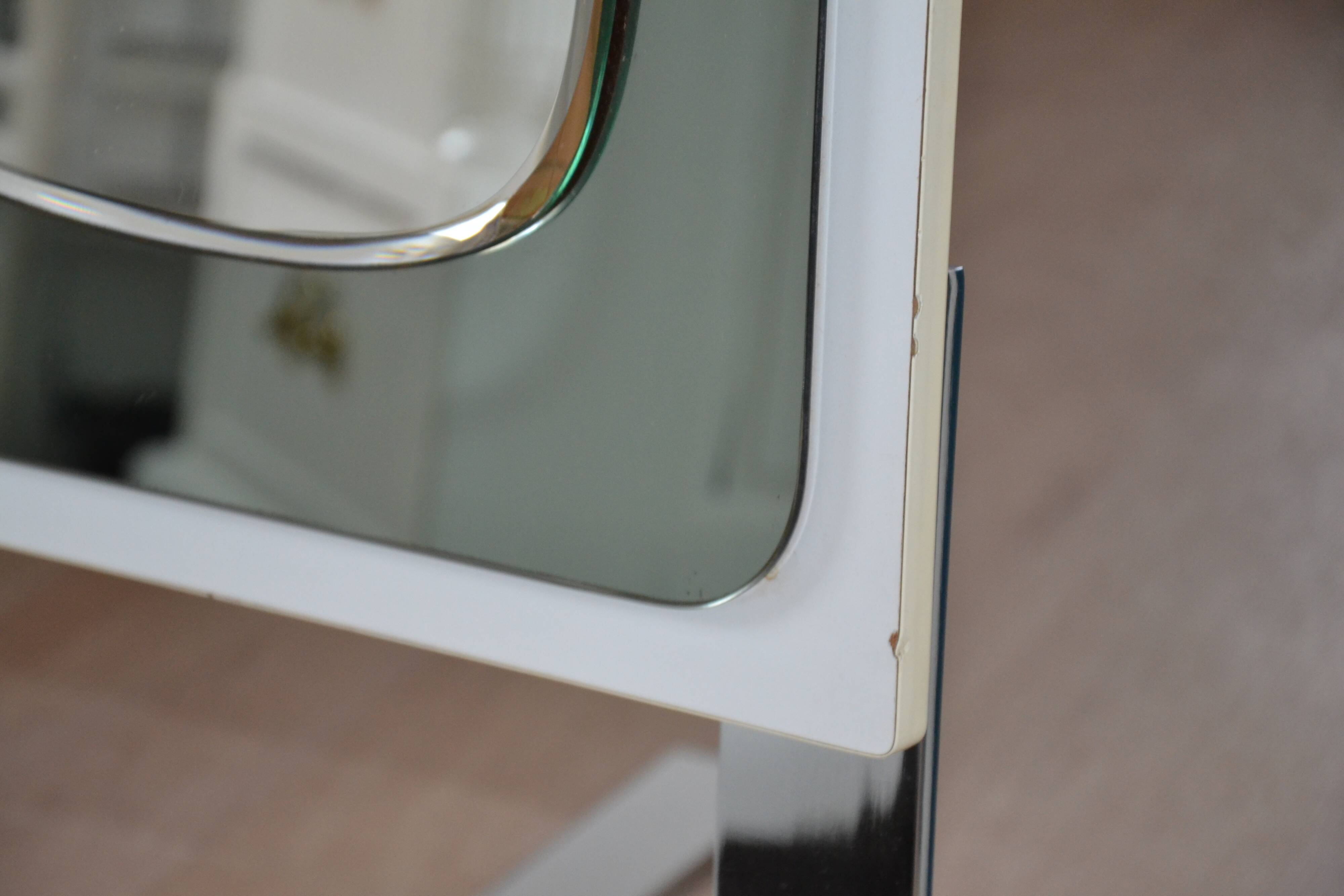 Double-sided psyche mirror white/smoked 1970s