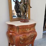 Louis XV style curved chest of drawers in marquetry
