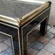 Table basse 1980 laquée noire laiton doré et verre 140cm