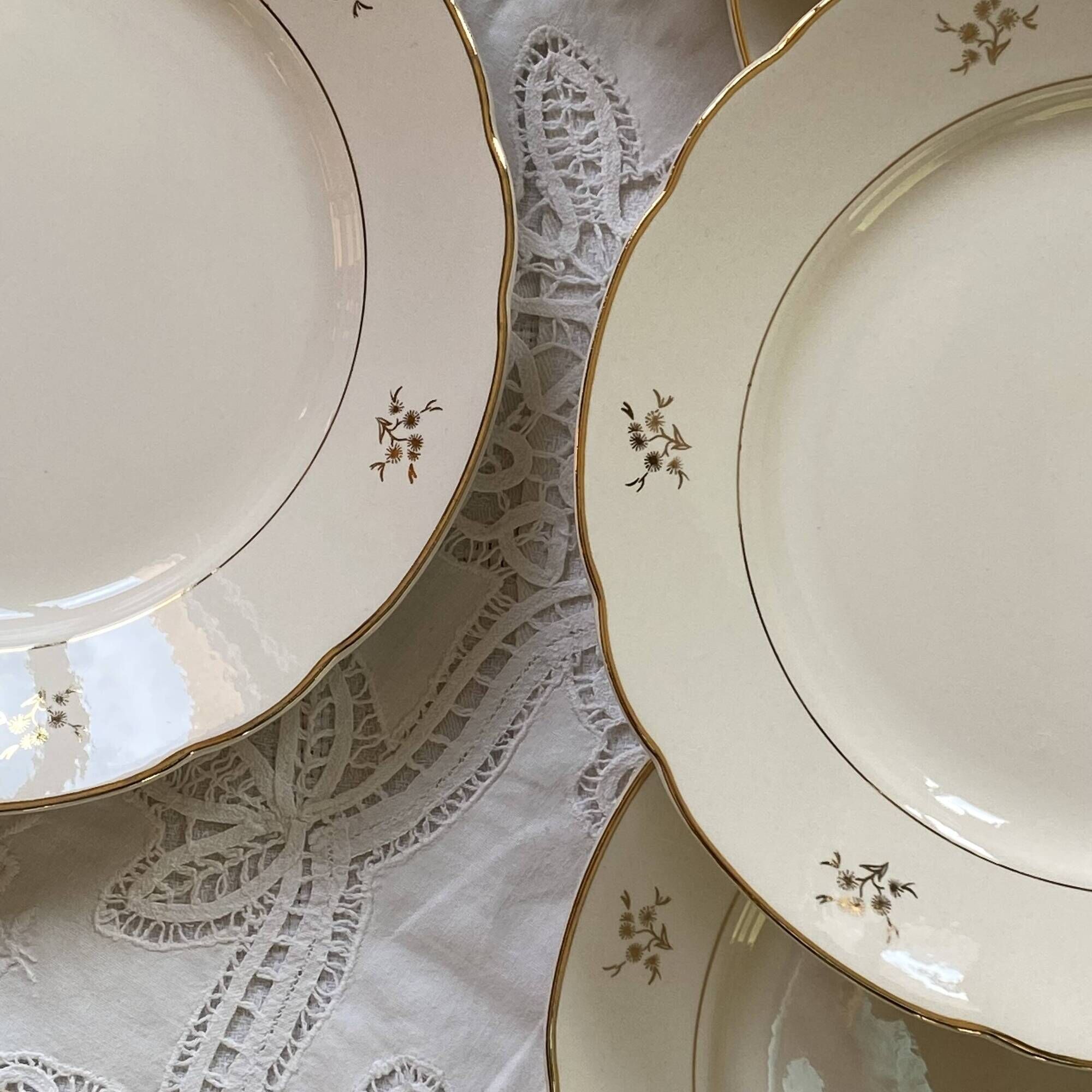 6 flat earthenware plates in beige and gold Villeroy Boch ACC-7227