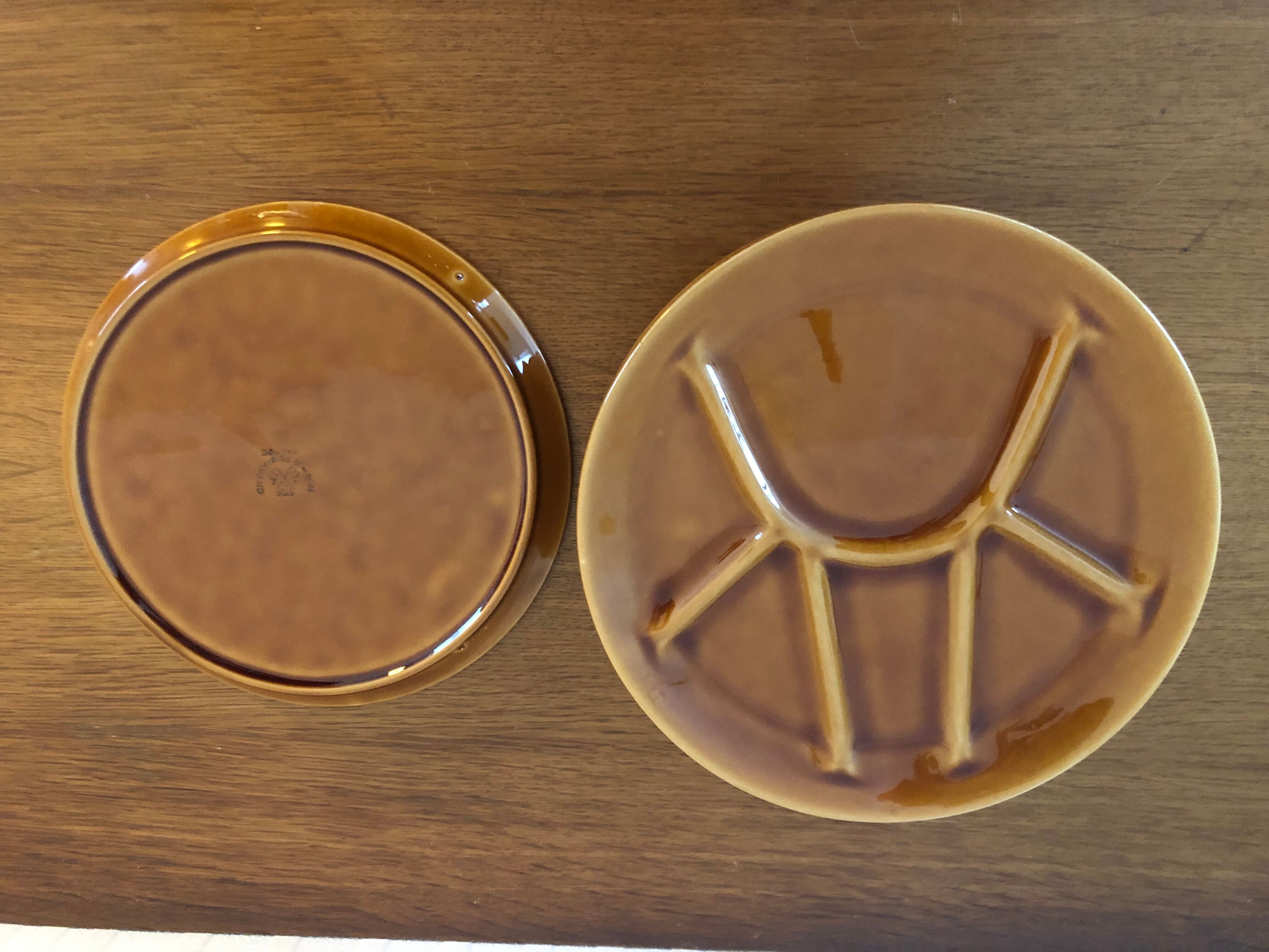 6 plates with Vintage fondue in earthenware of Saint Amand model Cognac