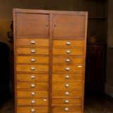 vintage industrial wooden drawer cabinet / archive cabinet