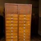 vintage industrial wooden drawer cabinet / archive cabinet
