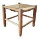 Vintage low stool 60s straw seat
