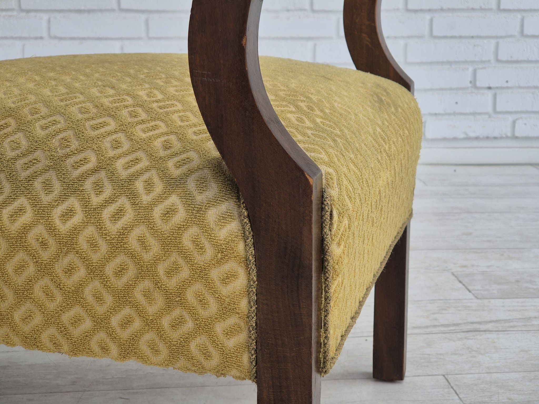 1950s, Danish design, armchair in original condition, furniture cotton/ wool fabric.