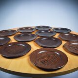 Assiettes de présentation en wengé massif, années 60