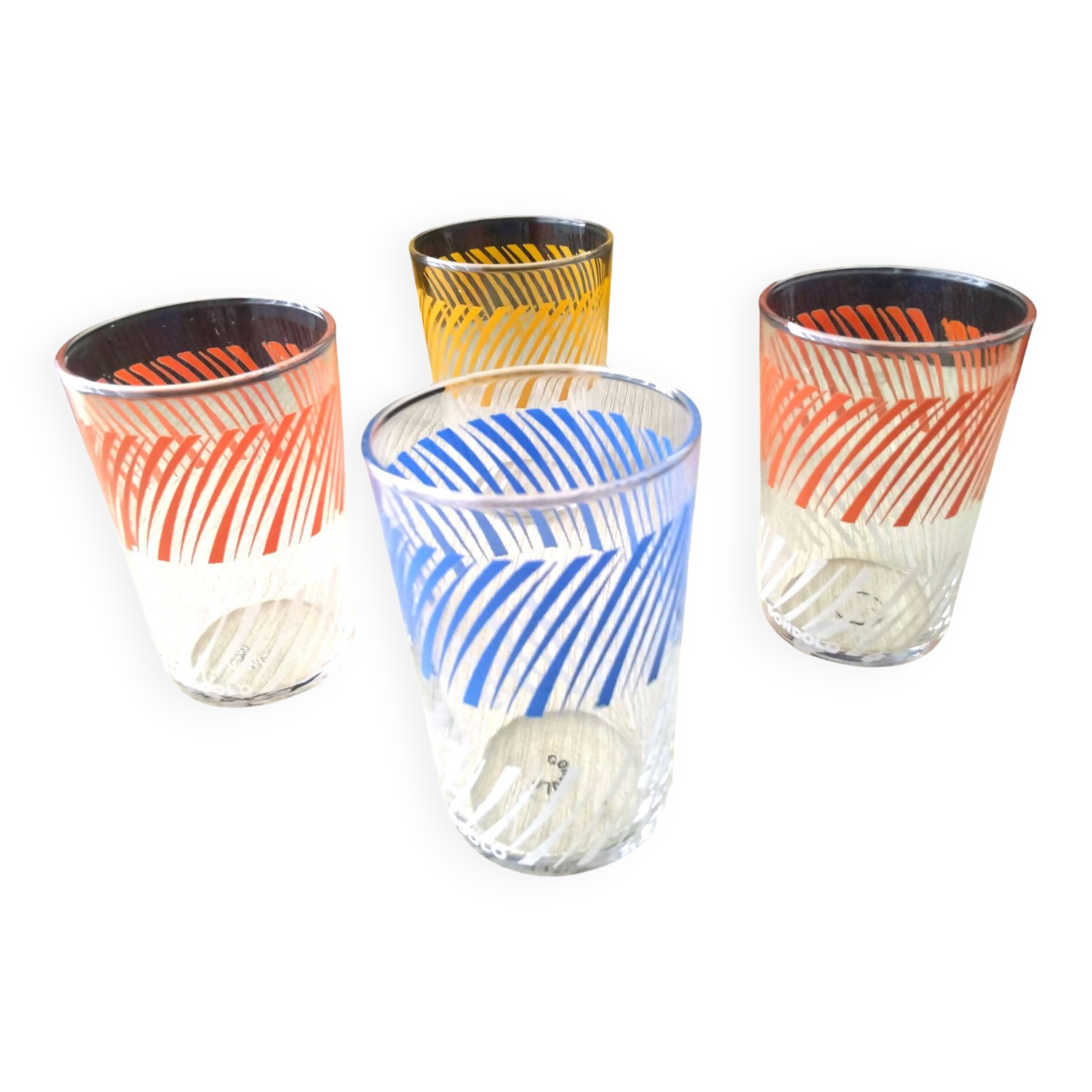 4 vintage screen-printed Gondolo glasses