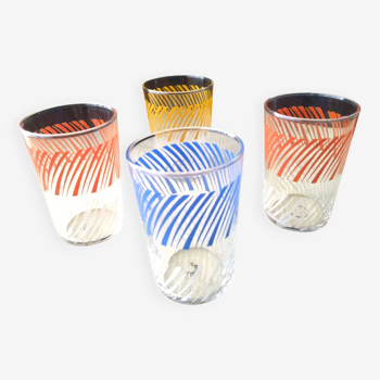 4 Verres gobelets sérigraphiés vintage  Gondolo