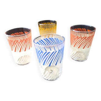 4 vintage screen-printed goblet glasses Gondolo