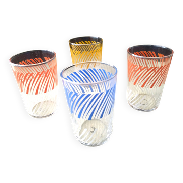 4 Verres gobelets sérigraphiés vintage  Gondolo