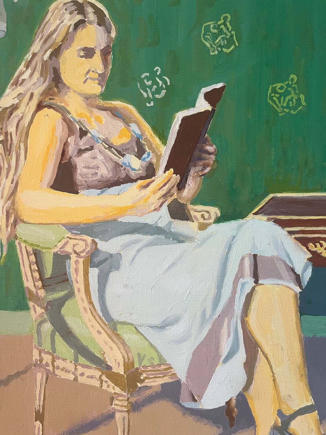 "The Love Novel", oil on canvas signed M. Toyer