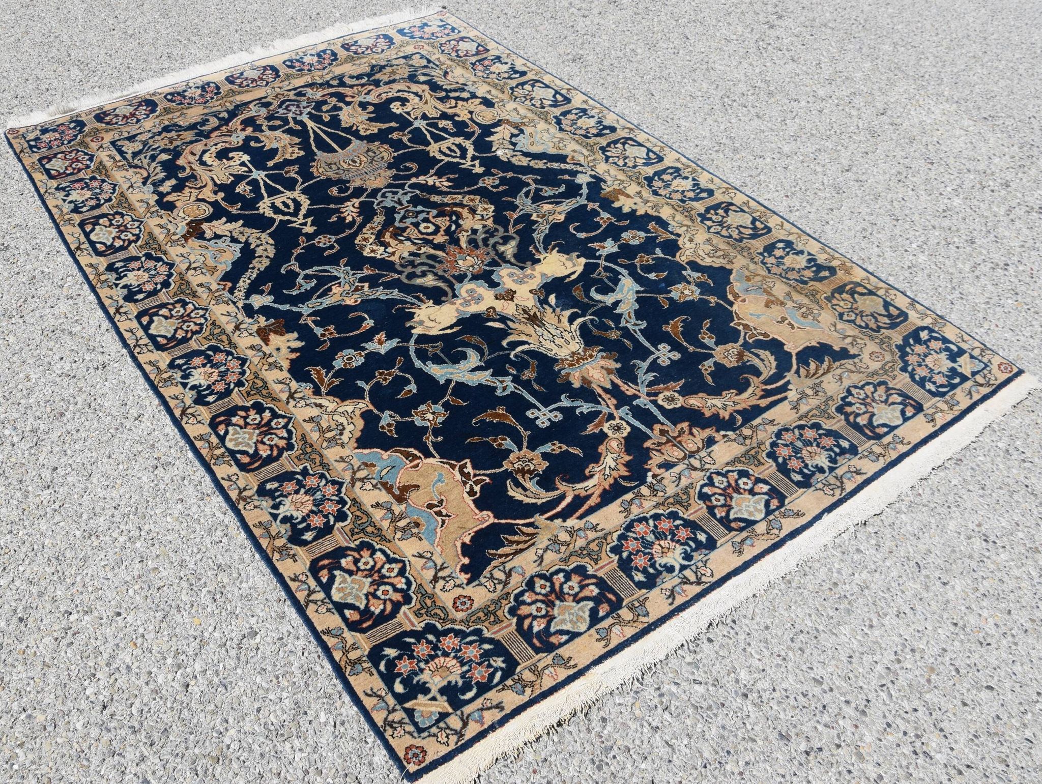 Iranian oriental carpet Kashan - handmade: 1.42 x 2.00 metres in Wool and Silk