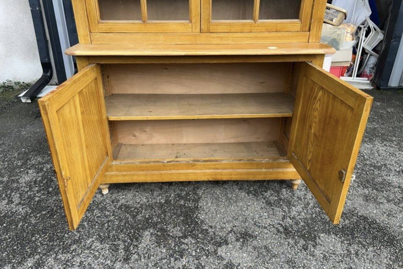 Large antique wooden glass library – 262 cm