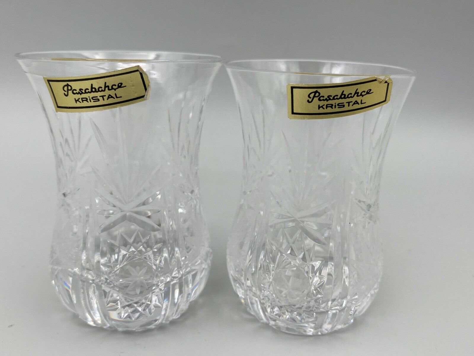 6 GLASSES A THE TURKISH CRISTAL PASBACHE UNDER CUP SPOONFULS JUMBO STAINLESS STEEL 18/8