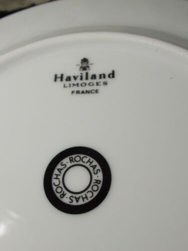 6 plates dessert Limoges Haviland Rochas filet bleu