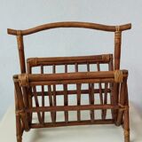 Vintage rattan magazine holder