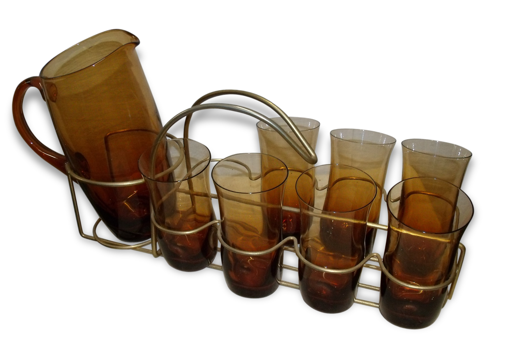 Orangeade in his 70s basket service pitcher glasses