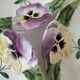 4 barbotine plates with pansies H. Boulenger Choisy-le-Roi