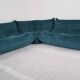 Ensemble Ligne Roset Togo 3 pièces en velours bleu canard .