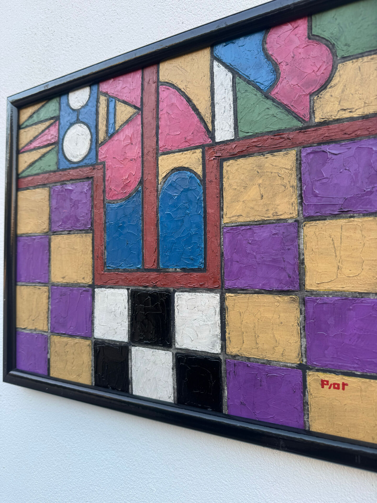 Tableau abstrait géométrique coloré