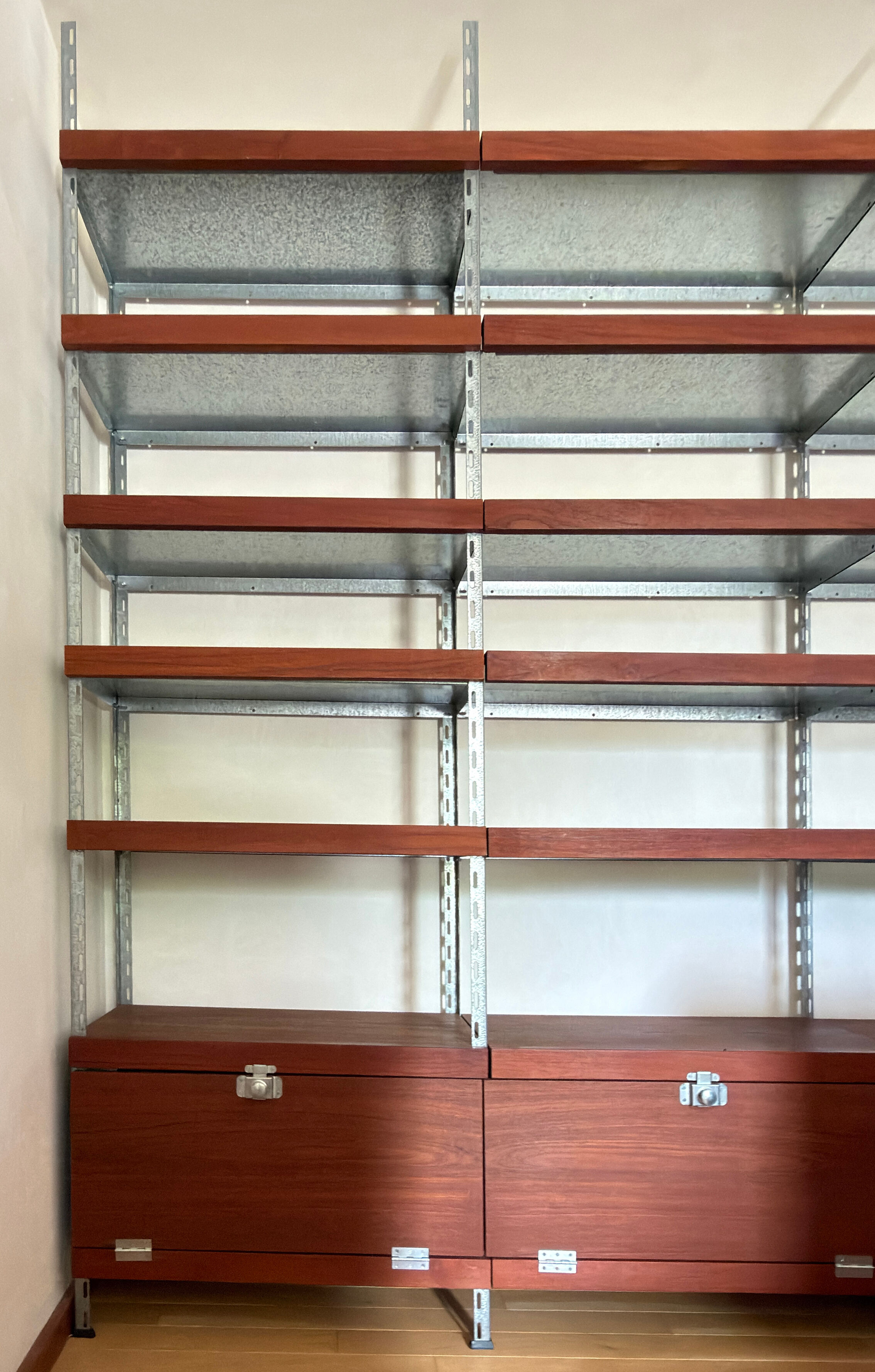 Modular library -- Teak & Galvanised steel structure