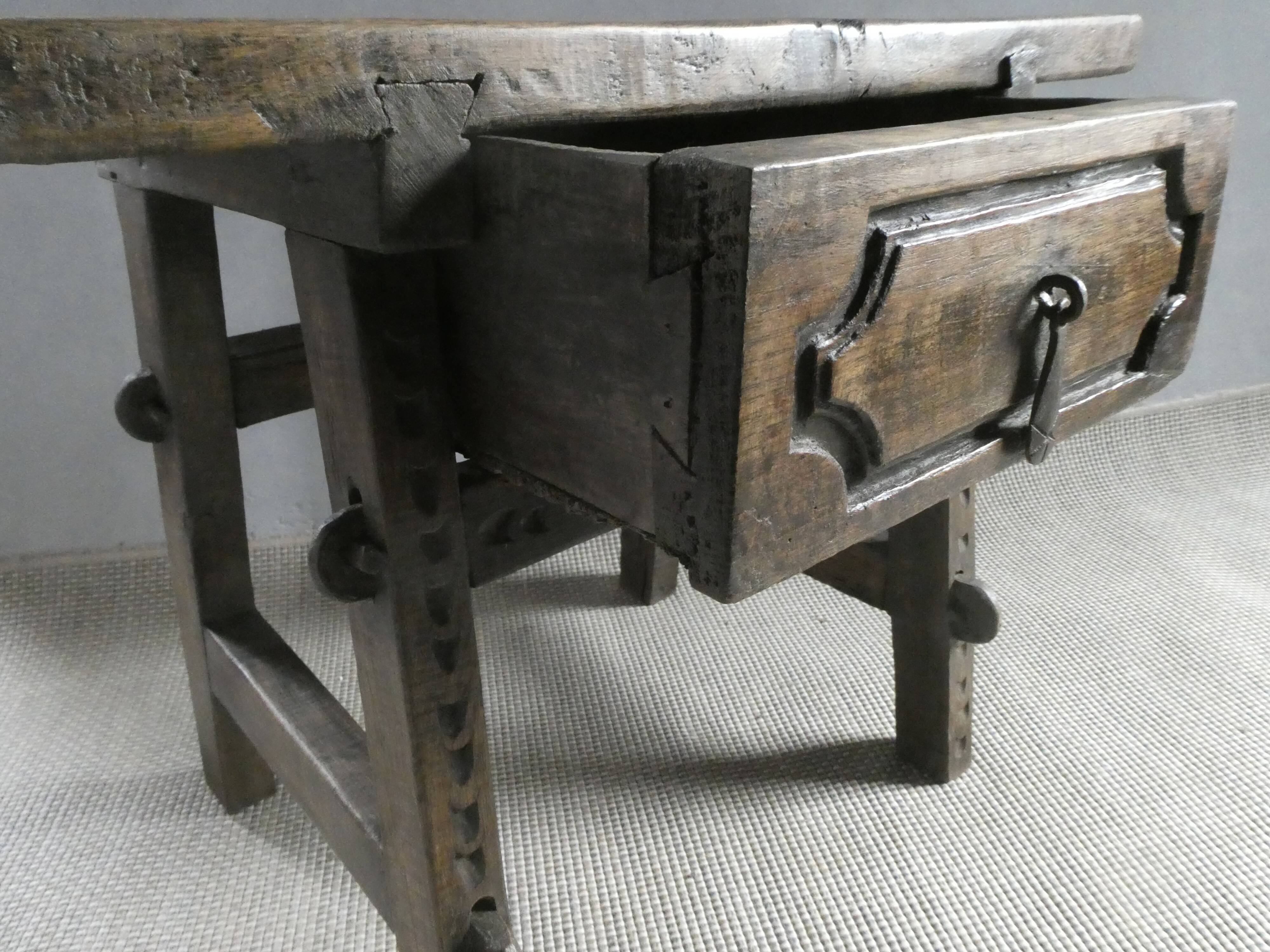 solid wood side table from the 18th century